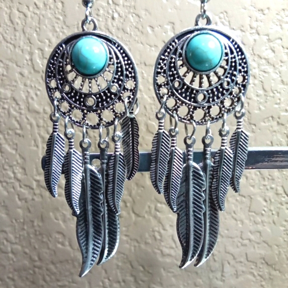 Feather Dream Catcher Hook Earrings - Picture 2 of 7